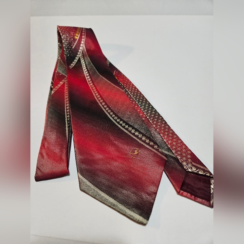 Asta Men's Elegant Neck Tie Red, Silver & Gold Size 3.5 x 55